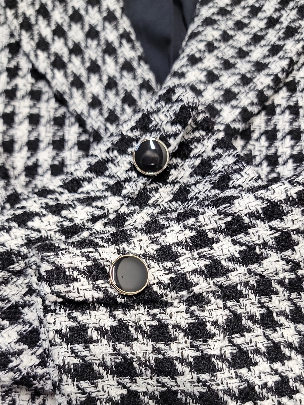 Maison d'Amélie Houndstooth Cropped Blazer Jacket - Black & White Sz 4 Perfect - Picture 14 of 14